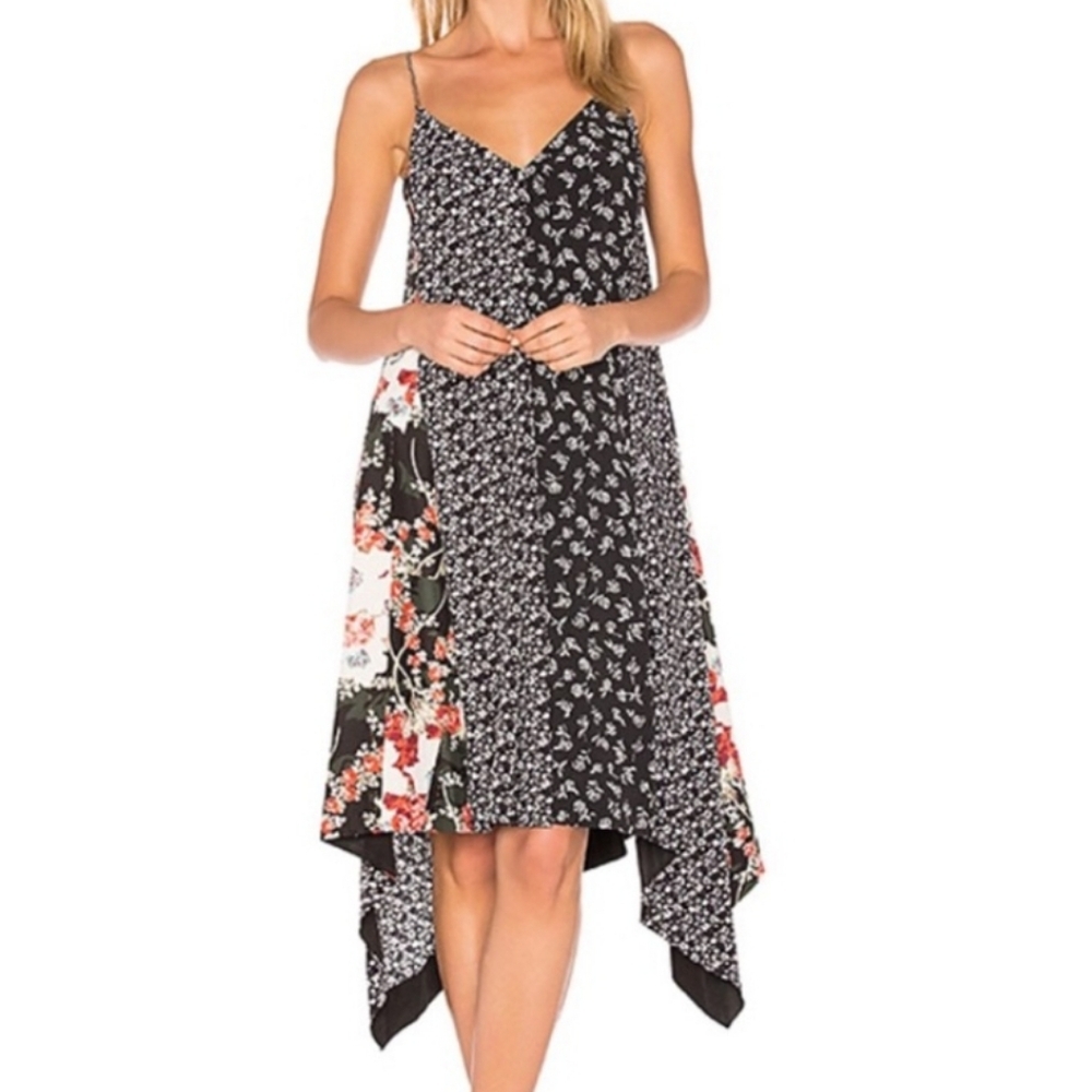 Rag & Bone Londar Asymetrical Floral Patchwork Dress Size Large